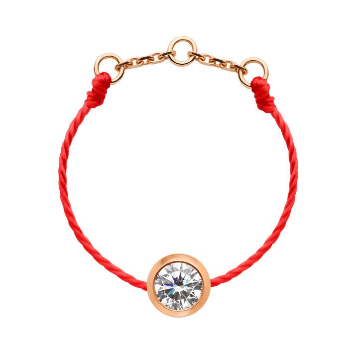 Bague fil avec diamant 0.10 carat en serti clos or rose - Redline - 0++