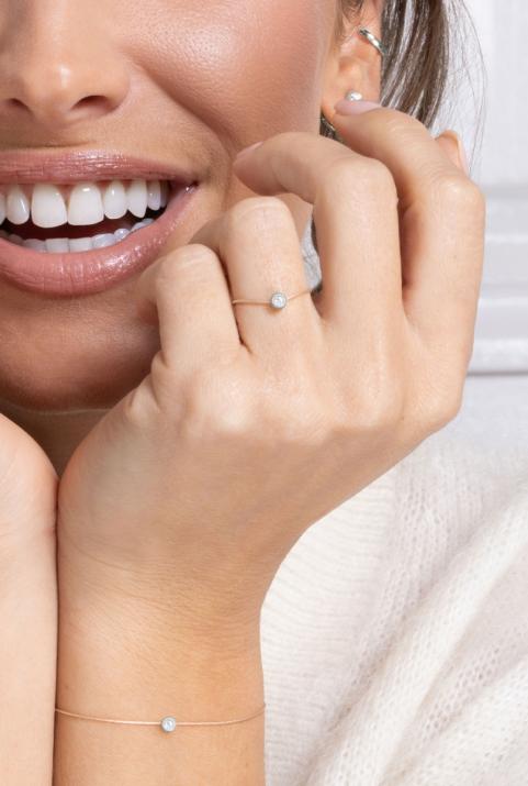 Bague fil avec diamant 0.02 carat en serti clos or blanc - Redline - 0++