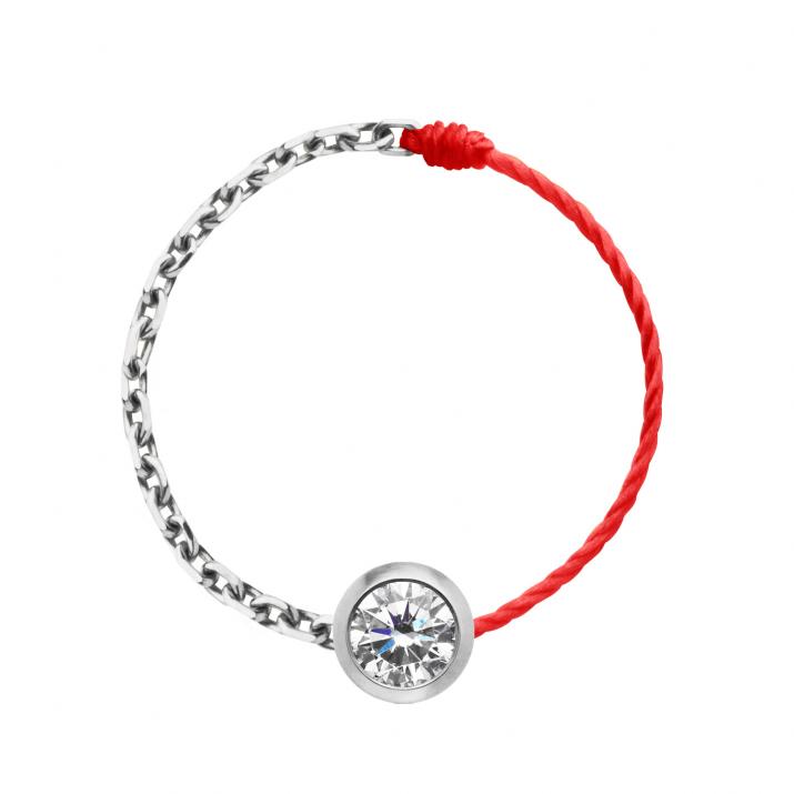 Bague fil et chaîne avec diamant 0.10 carat en serti clos or blanc - Redline - 0++