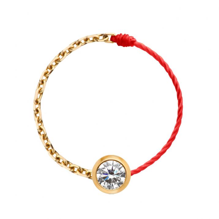 Bague fil et chaîne avec diamant 0.10 carat en serti clos or jaune - Redline - 0++
