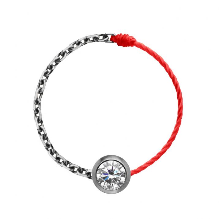 Bague fil et chaîne avec diamant 0.10 carat en serti clos or noir - Redline - 0++