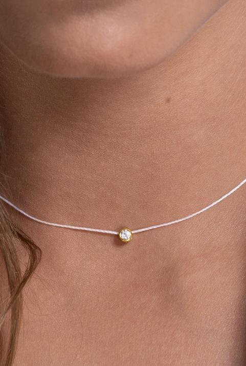Collier fil avec diamant 0.10 carat en serti clos or jaune - Redline - 0++