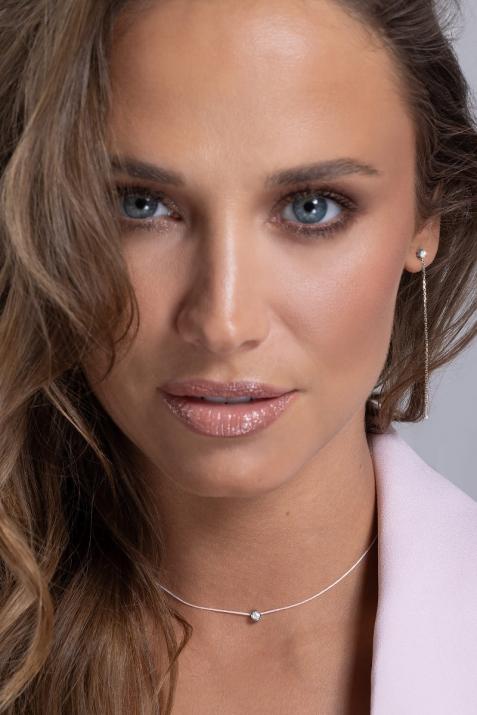 Collier fil avec diamant 0.10 carat en serti clos or noir - Redline - 0++