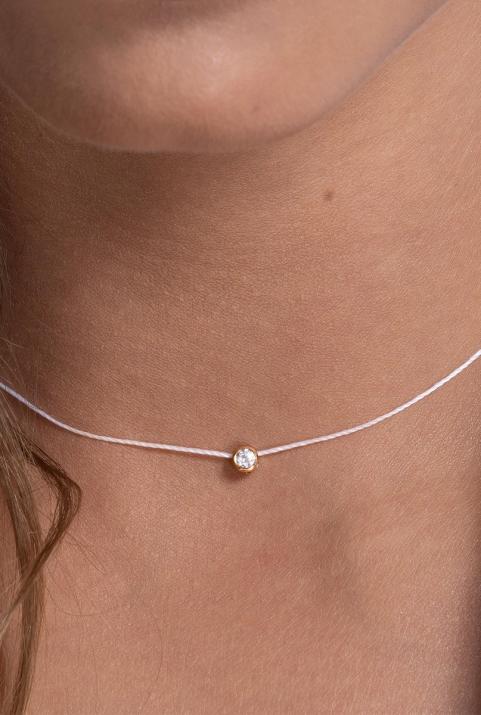 Collier fil avec diamant 0.10 carat en serti clos or rose - Redline - 0++