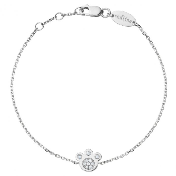 Bracelet Miaou pavé diamants sur chaîne or blanc - Redline - 0++