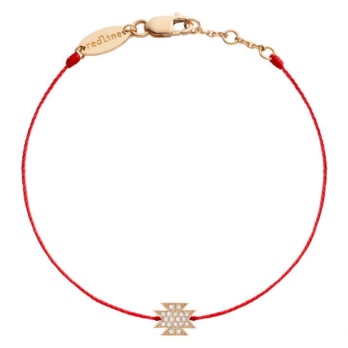 Bracelet fil Aztèque pavé Diamants en or rose - Redline - 0++