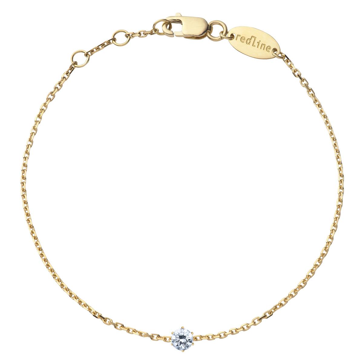 Redline Bijoux - Absolu - Bracelet Chaîne Femme avec 0.10ct Diamant Rond en  Or Jaune Serti Griffe - Redline