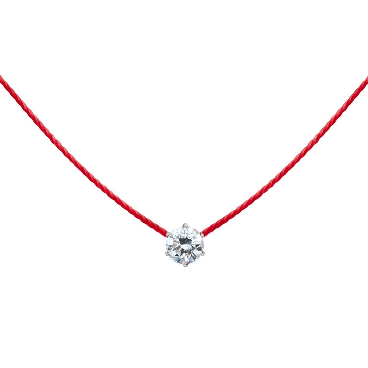 Collier fil nylon, Diamant H P1 (serti griffes) Or blanc