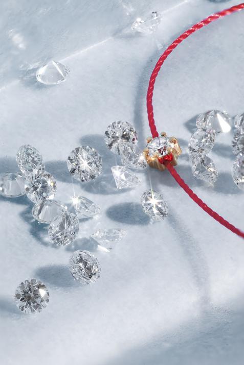 Bracelet fil avec diamant 0.10 carat en serti griffe or rose - Redline - 0++