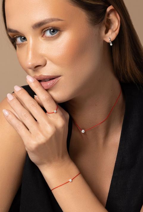 Bague fil avec diamant 0.10ct serti griffe or blanc - Redline - 0++