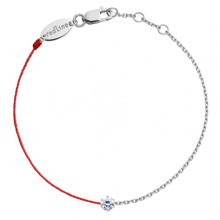 Bracelet fil et chaîne avec diamant 0.10 carat en serti griffe or blanc - Redline - 0++