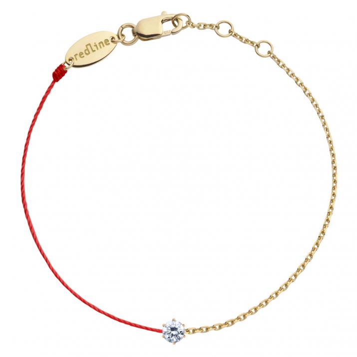 Bracelet fil et chaîne avec diamant 0.10 carat en serti griffe or jaune - Redline - 0++