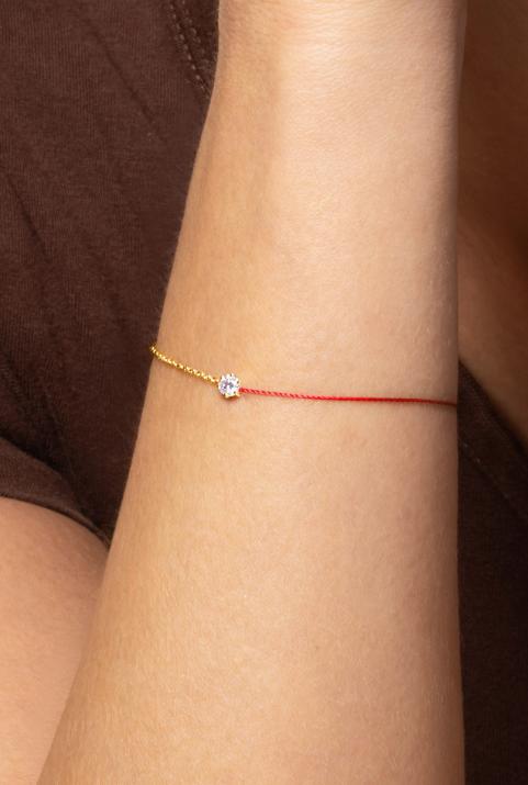 Bracelet fil et chaîne avec diamant 0.10 carat en serti griffe or jaune - Redline - 0++