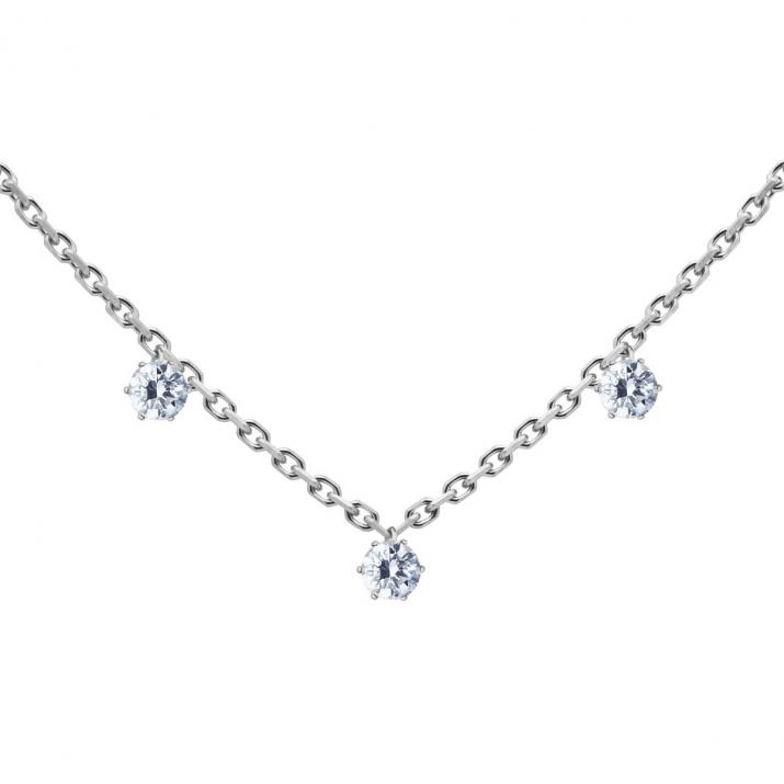 Collier Chaine or blanc 3 diamants pendants 0.30 ct - Redline - 0++