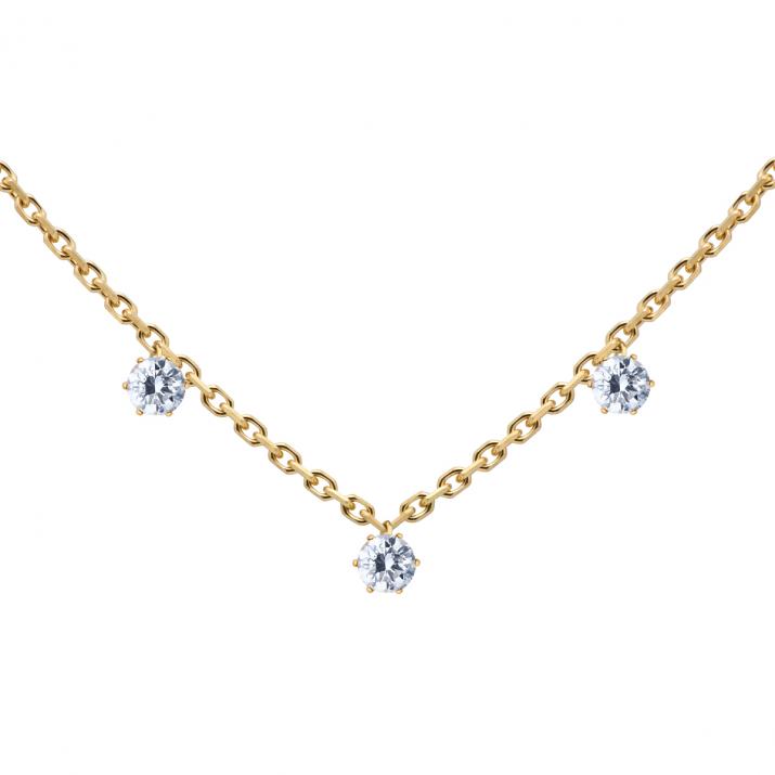 Collier Chaine or jaune 3 diamants pendants 0.30 ct - Redline - 0++