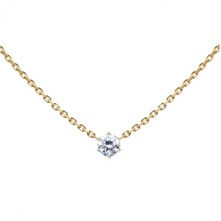 Collier chaîne avec diamant 0.10 carat en serti griffe or jaune - Redline - 0++