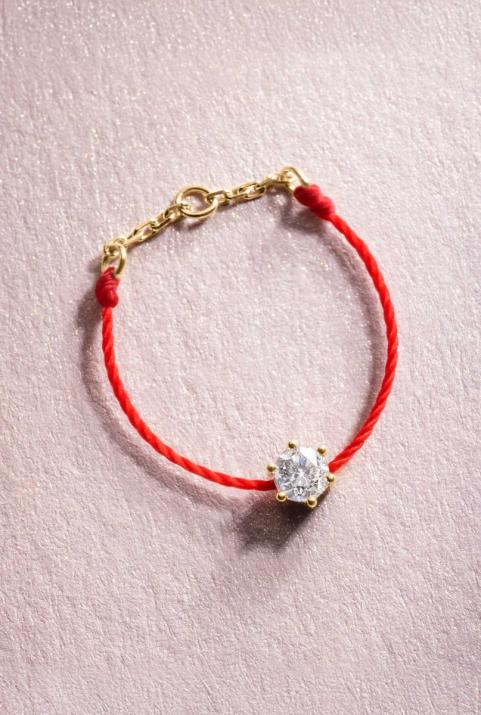 Bague fil avec diamant 0.10ct serti griffe or jaune - Redline - 0++