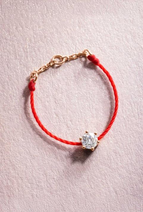 Bague fil avec diamant 0.10ct serti griffe or rose - Redline - 0++