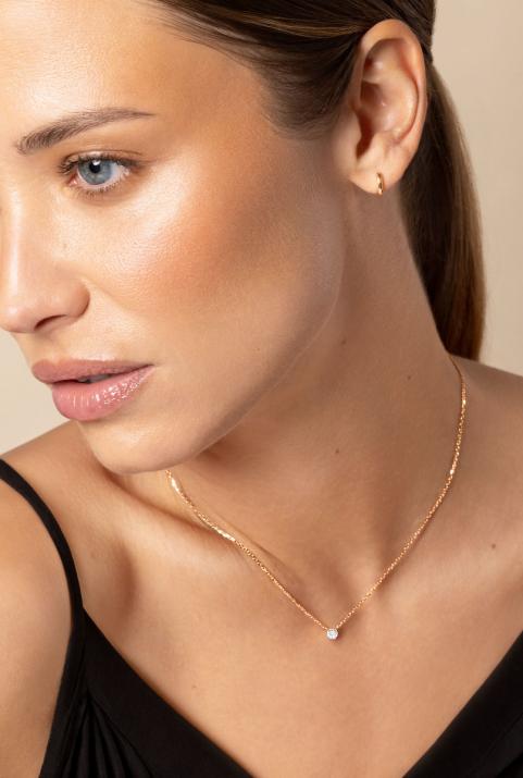 Collier avec diamant pour femme So Absolu en chaîne or rose - Redline - 0++