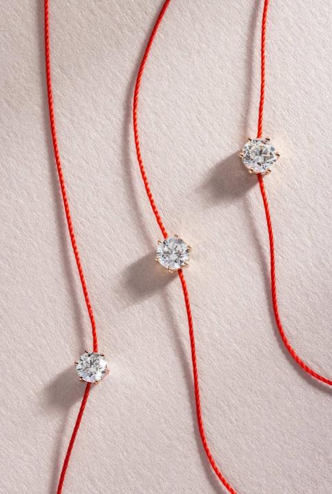 Bracelet fil avec diamant 0.10 carat en serti griffe or rose - Redline - 0++