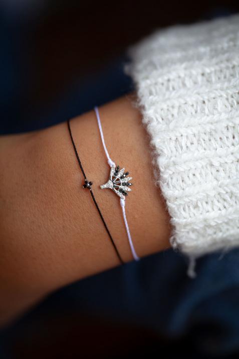 Bracelet Tamar Noir Fil Or Blanc - Redline - 0++