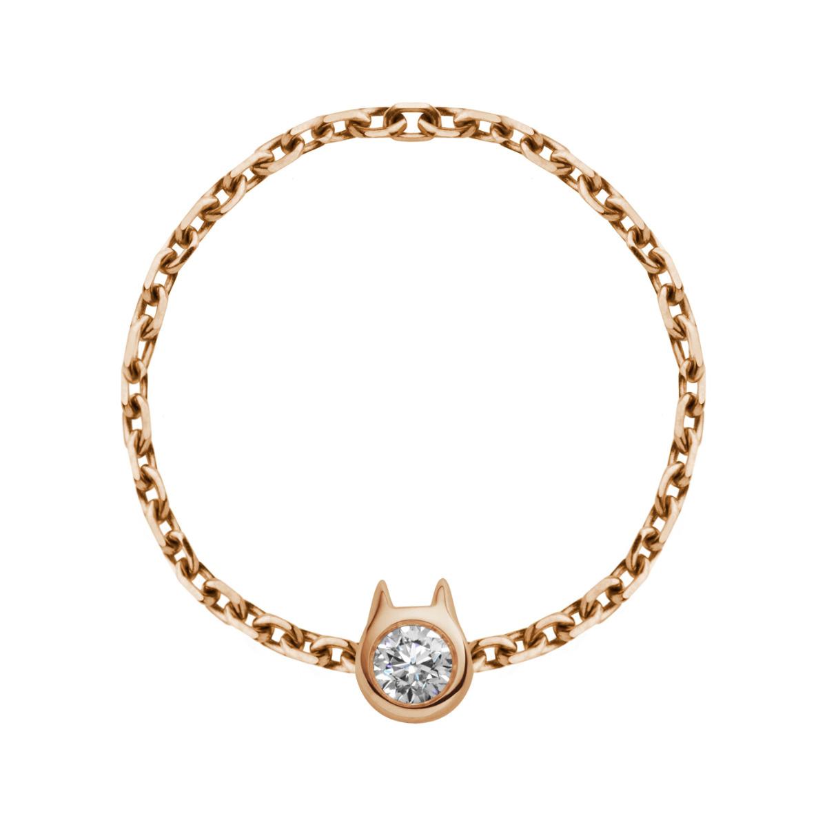Redline bijouterie Bague Mini Pure Cat chaine or rose Redline