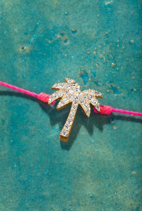 Bracelet fil Palmier or rose pavé diamants - Redline - 0++