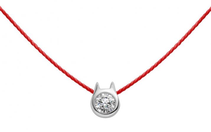 Collier Chat sur fil avec diamant 0.05ct or blanc - Redline