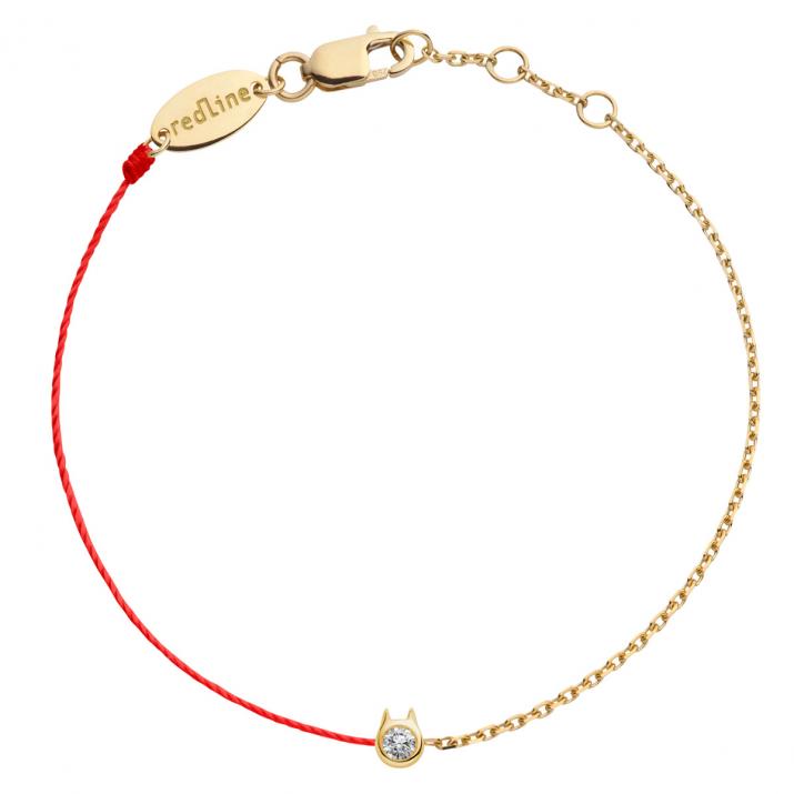 Bracelet Chat mi-fil mi-chaîne avec diamant 0.05ct or jaune - Redline - 0++