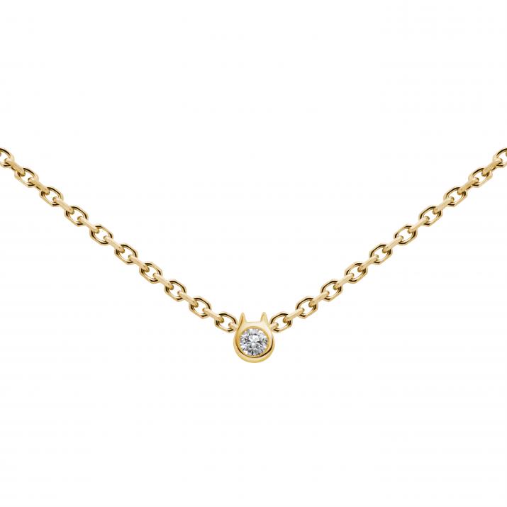 Collier Chat sur chaîne avec diamant 0.05ct or jaune - Redline - 0++