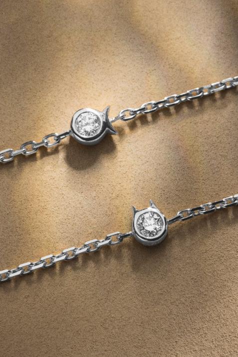 Bracelet Poisson sur chaîne avec diamant 0.05ct or blanc - Redline - 0++