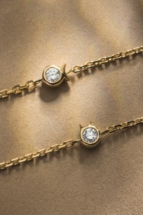 Bracelet Poisson sur chaîne avec diamant 0.05ct or jaune - Redline - 0++