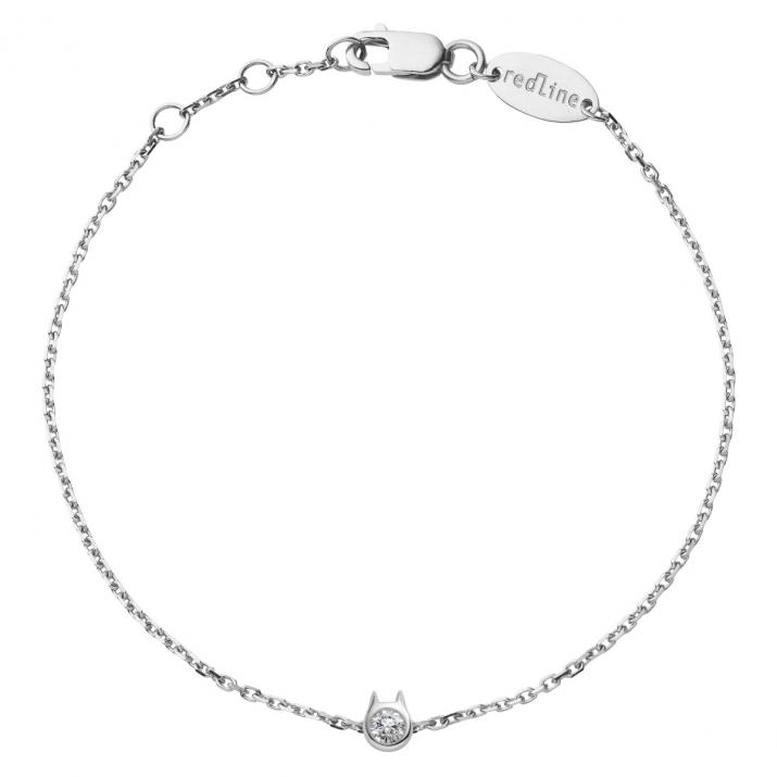 Bracelet Chat sur chaîne avec diamant 0.05ct or blanc - Redline - 0++