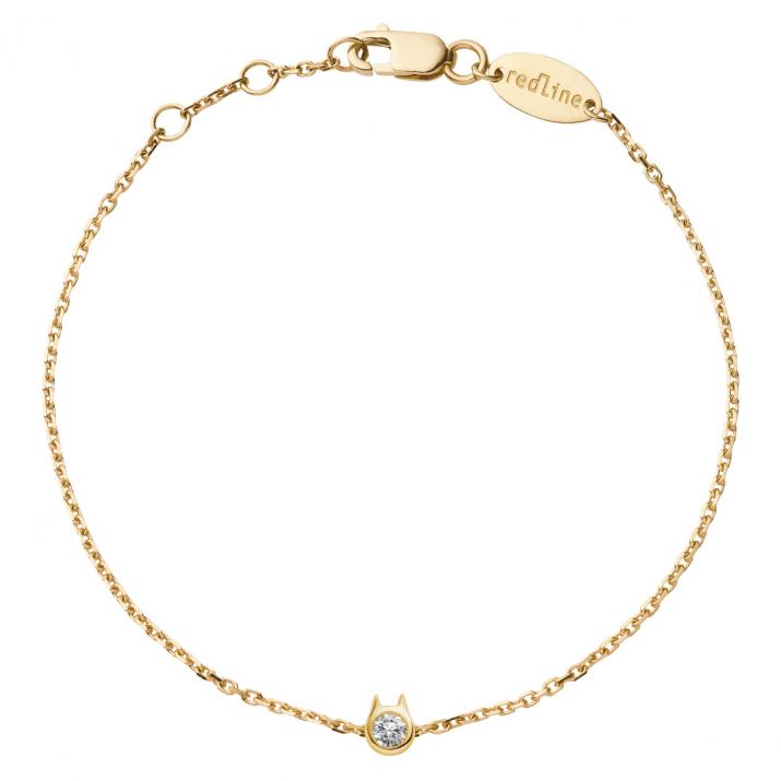 Bracelet Chat sur chaîne avec diamant 0.05ct or jaune - Redline - 0++