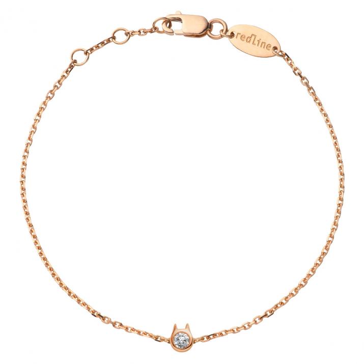 Bracelet Chat sur chaîne avec diamant 0.05ct or rose - Redline - 0++