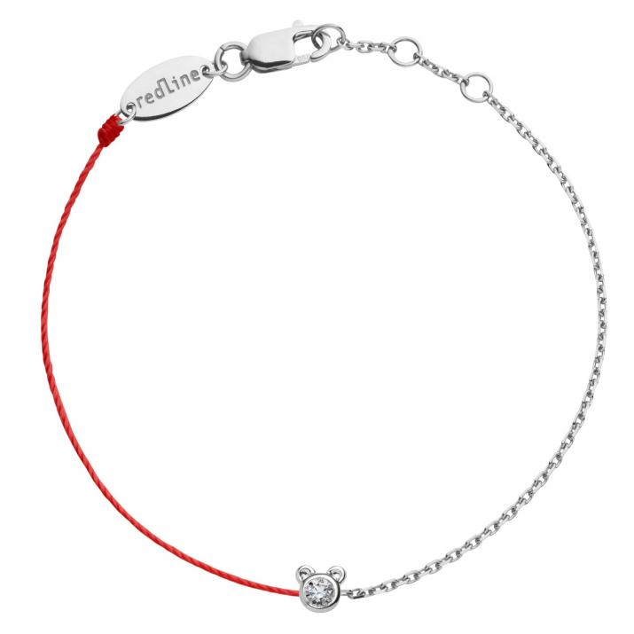 Bracelet Ours mi-fil mi-chaîne avec diamant 0.05ct or blanc - Redline