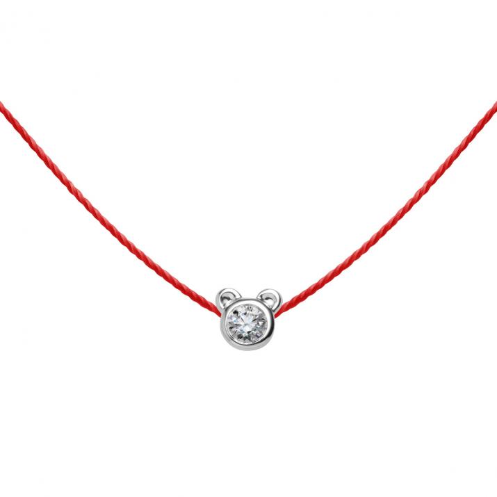 Collier Ours sur fil avec diamant 0.05ct or blanc - Redline - 0++