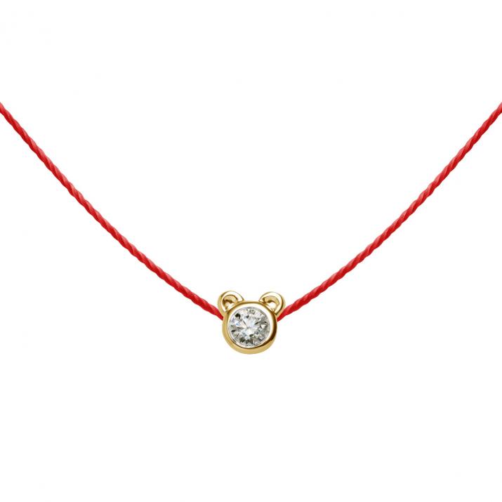 Collier Ours sur fil avec diamant 0.05ct or jaune - Redline - 0++
