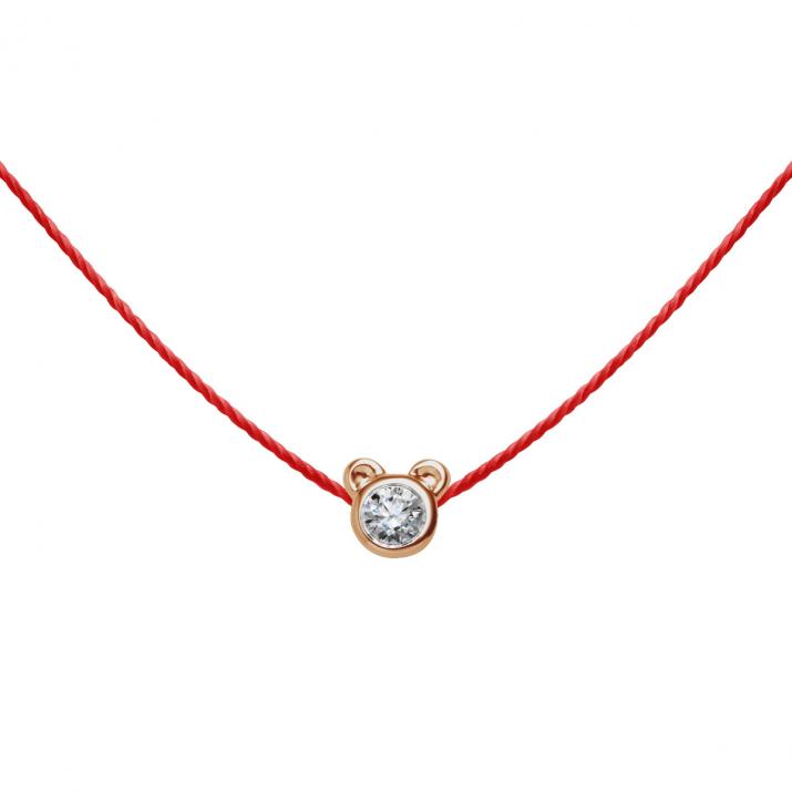 Collier Ours sur fil avec diamant 0.05ct or rose - Redline - 0++