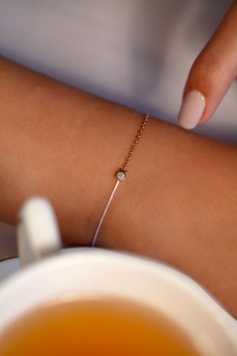 Bracelet Poisson mi-fil mi-chaîne avec diamant 0.05ct or jaune - Redline - 0++