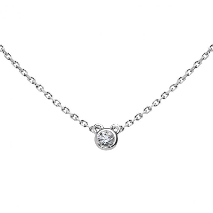 Collier Ours sur chaîne avec diamant 0.05ct or blanc - Redline