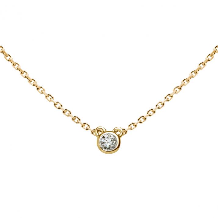 Collier Ours sur chaîne avec diamant 0.05ct or jaune - Redline