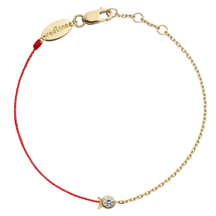 Bracelet Poisson mi-fil mi-chaîne avec diamant 0.05ct or jaune - Redline - 0++