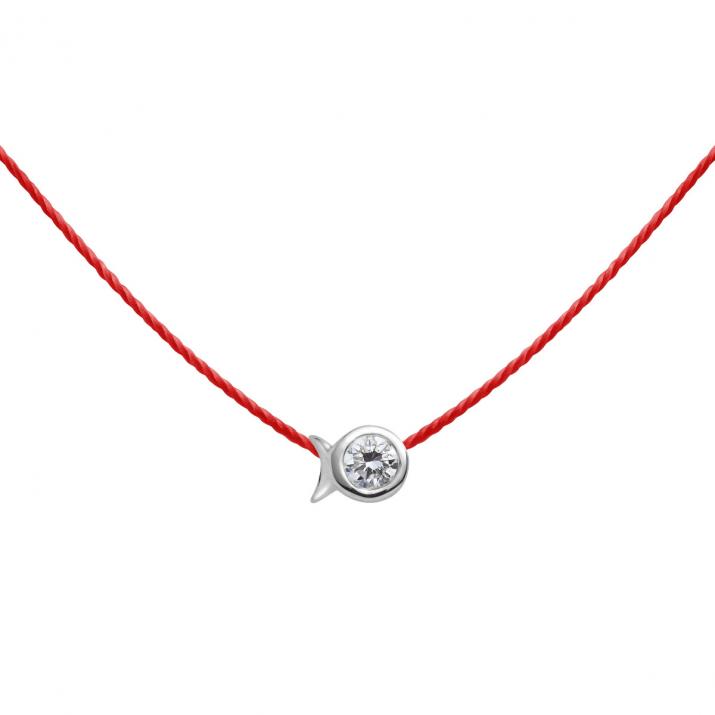 Collier Poisson fil avec diamant 0.05ct or blanc - Redline - 0++