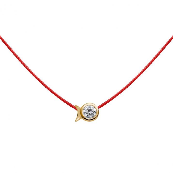 Collier Poisson fil avec diamant 0.05ct or jaune - Redline - 0++
