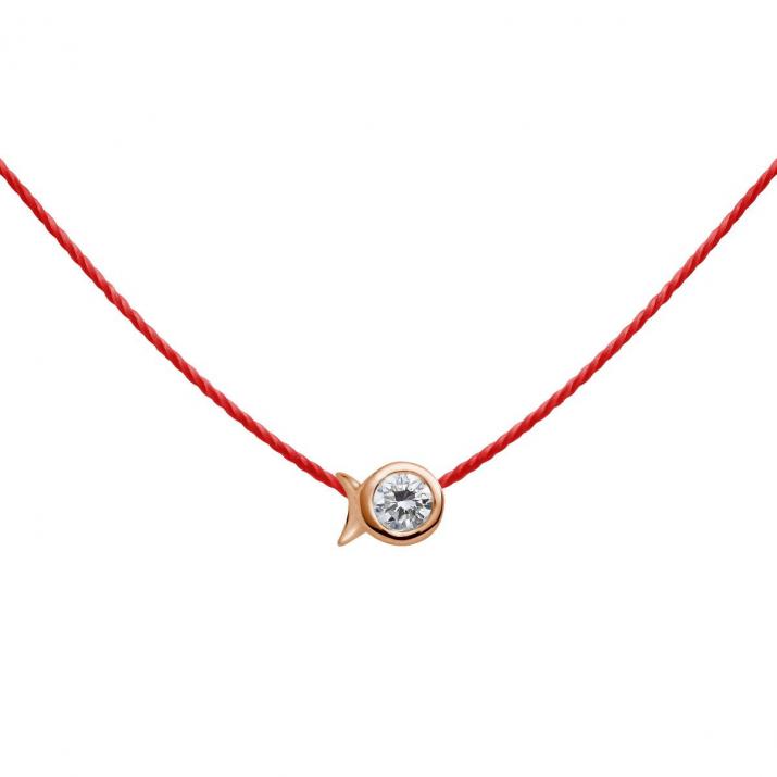 Collier Poisson fil avec diamant 0.05ct or rose - Redline - 0++