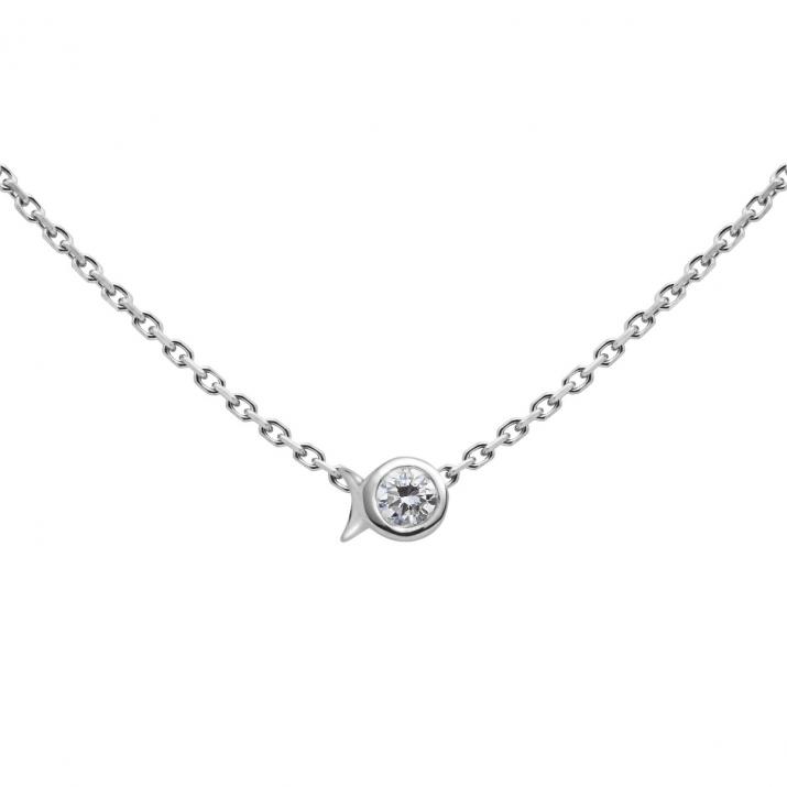 Collier Poisson sur chaîne avec diamant 0.05ct or blanc - Redline - 0++