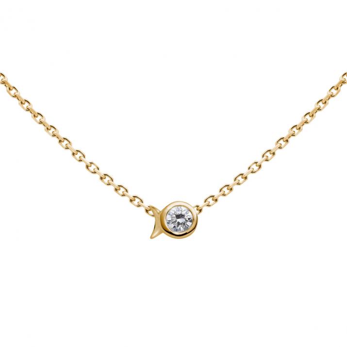 Collier Poisson sur chaîne avec diamant 0.05ct or jaune - Redline - 0++