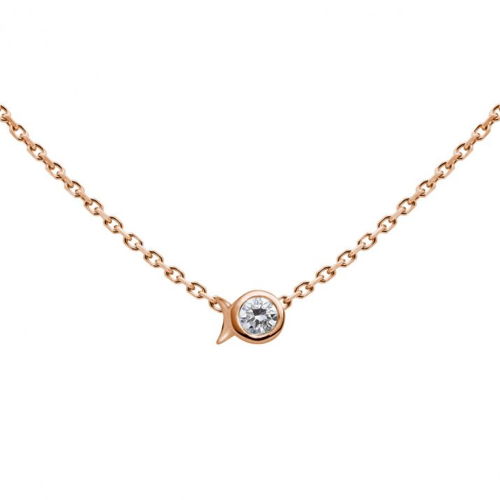 Collier Poisson sur chaîne avec diamant 0.05ct or rose - Redline - 0++