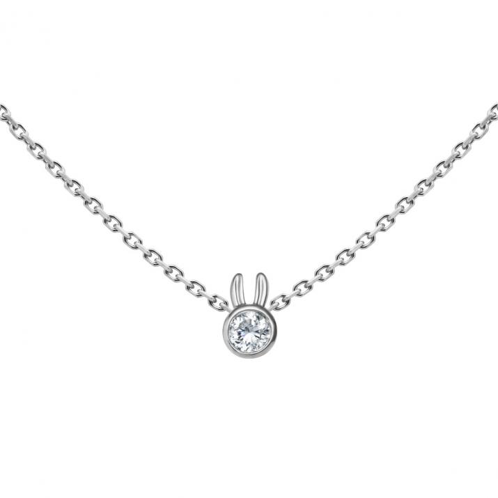 Collier Lapin sur chaîne avec diamant 0.05ct or blanc - Redline - 0++